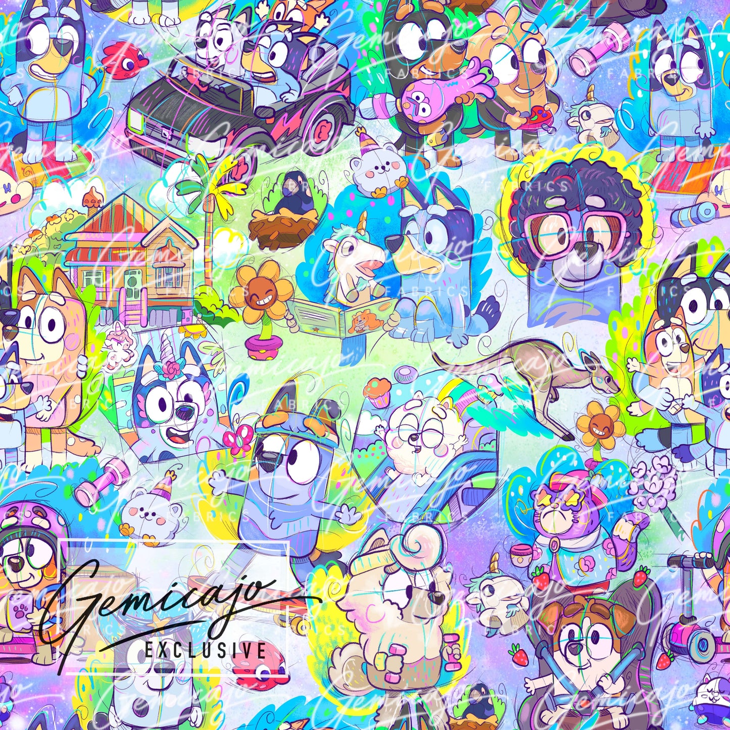 Crazy Pups, Galaxy. Woven Cotton
