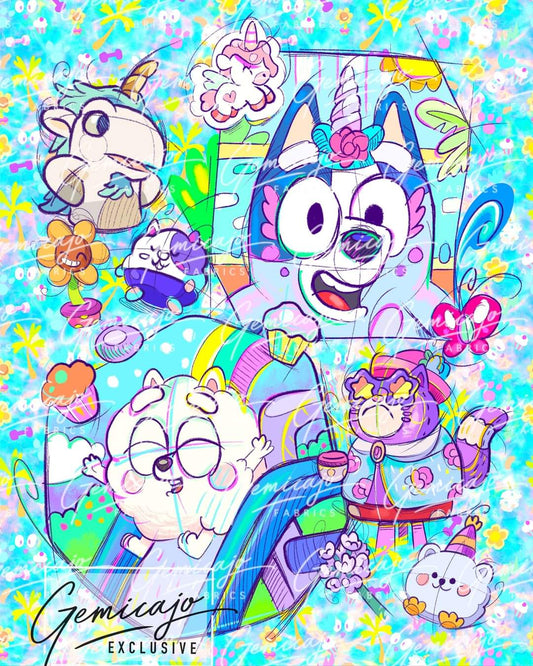 Crazy Pups Play, Blue Blanket Panel