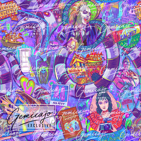 Beetlejuice, Purple. Cotton Lycra 240GSM