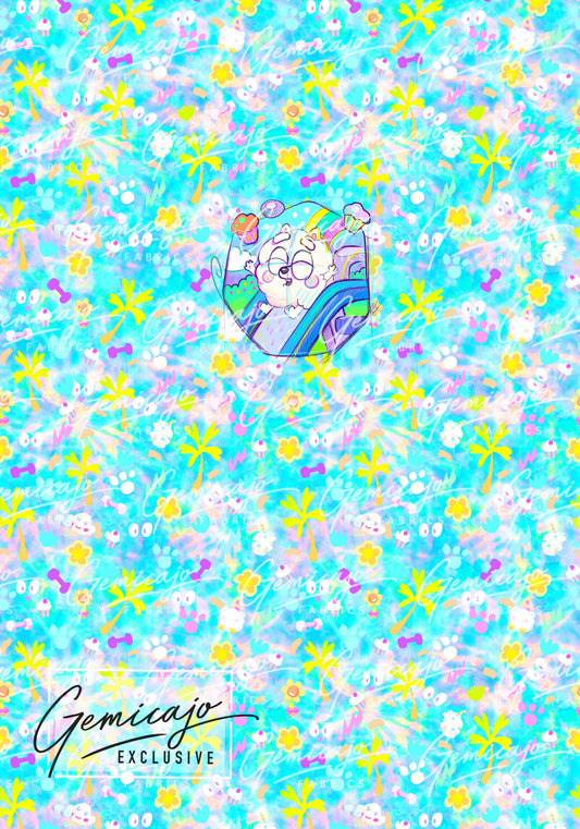 Crazy Pups Puff Panel, Blue