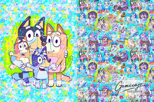 Crazy Pups Family, Blue Snuggle Blanket