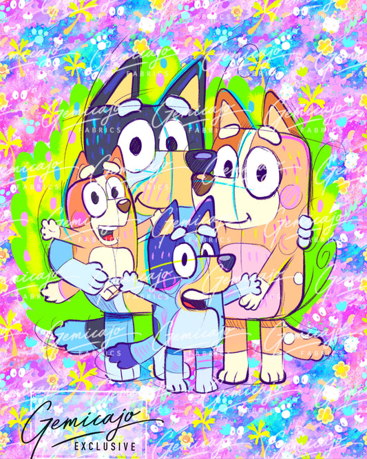 Crazy Pups Family, Pink Blanket Panel