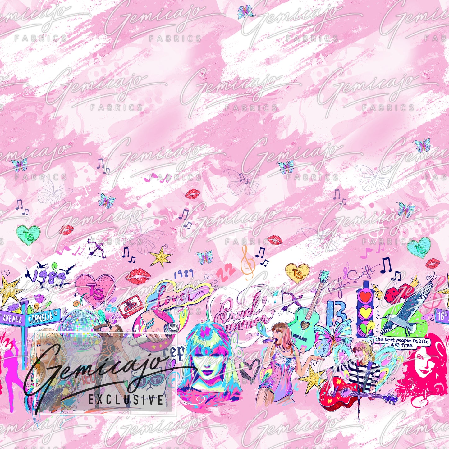 Swifty Border Panel, Pink