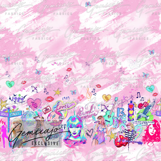 Swifty Border Panel, Pink