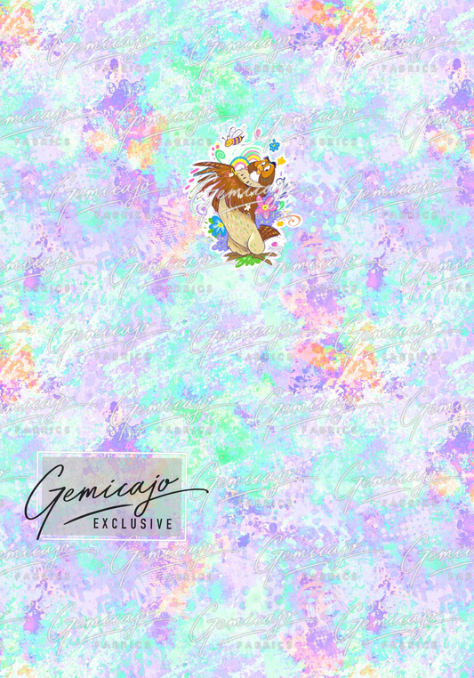 Spring Bear, Purple/Blue Panel, Owl