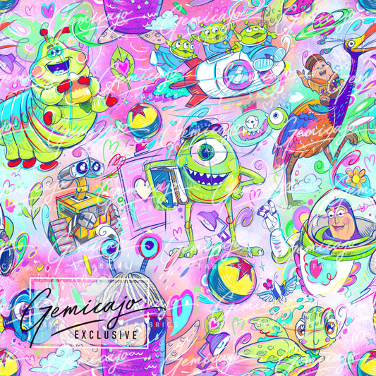 Pixar, Pink. Woven Cotton