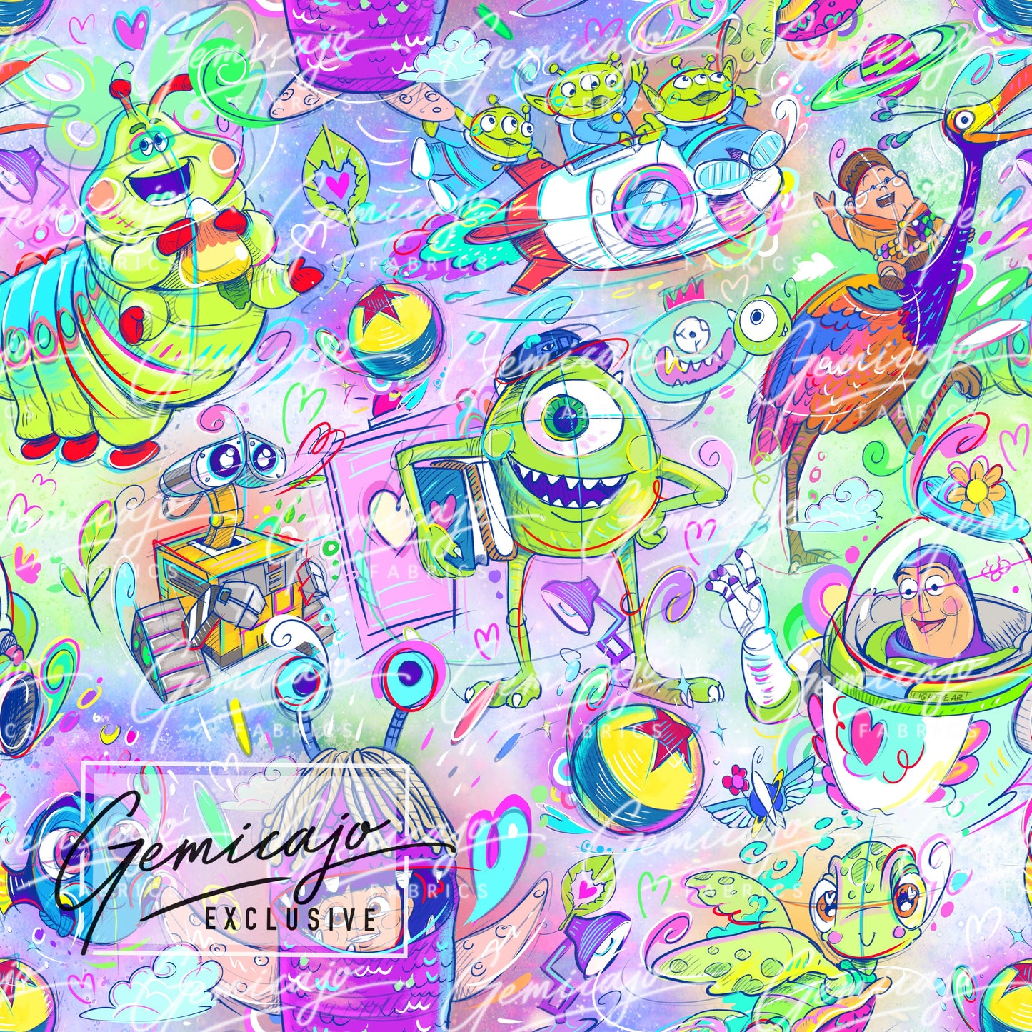 Pixar, Galaxy. Cotton Lycra 240GSM