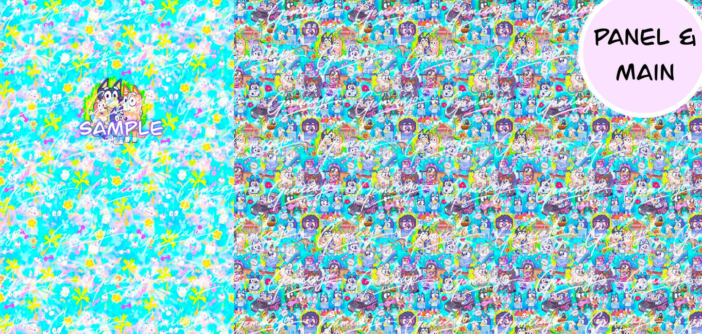 Crazy Pups Cats Panel, Blue