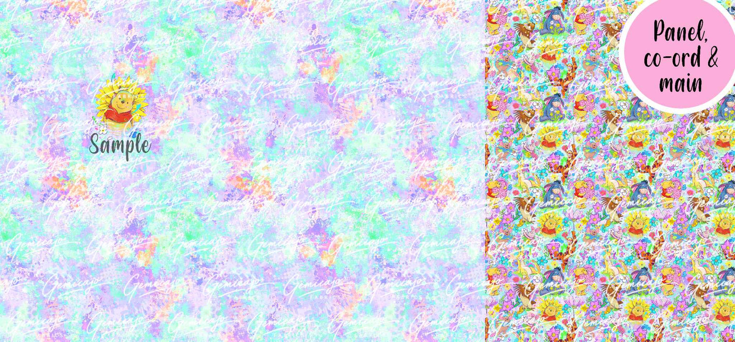Spring Bear, Purple/Blue Panel, Hugs