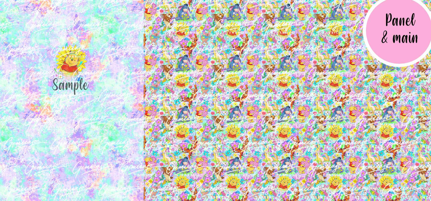 Spring Bear, Purple/Blue Panel, Hugs